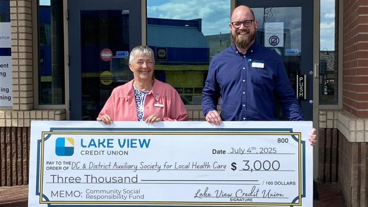Lake View Credit Union has announced the distribution of $25,000 through its 2025 Community Social Responsibility Fund, supporting organizations across BC’s Peace Region.

Learn more here: ow.ly/FqyL50Woknf

Photo Credit: Lake View Credit Union