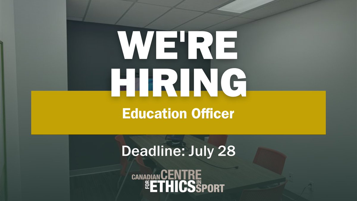 EthicsInSPORT's tweet image. 🚨 July 28 is the deadline to apply for the Education Officer position at the CCES.
For a full list of duties and responsibilities, qualifications, competencies, and the application process, go to cces.ca/education-offi…