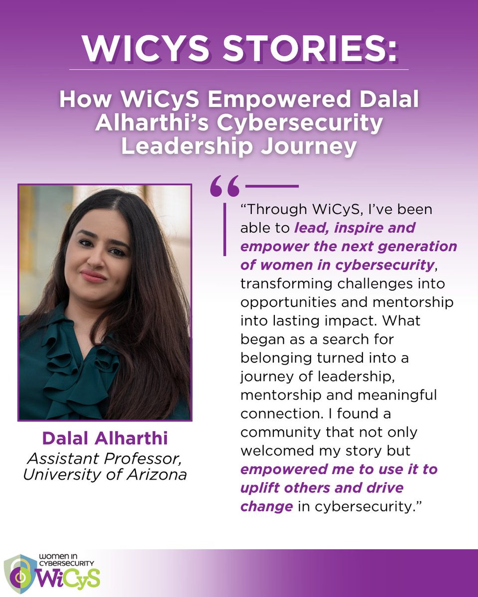 WiCySorg's tweet image. Meet Dalal Alharthi, Assistant Professor at the University of Arizona, and discover how WiCyS empowered her to lead, uplift, and drive change in cybersecurity. 💪💻✨
Read more inspiring WiCyS member stories on our website: wicys.org/about/wicys-st…
#WiCyS #WomenInCybersecurity