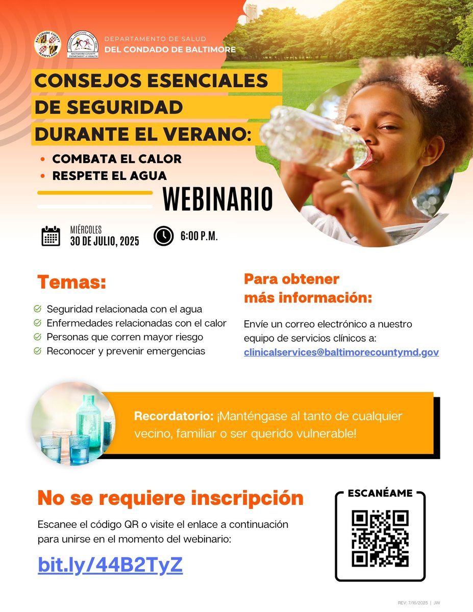 BaltCoFire's tweet image. ☀️ Beat the Heat: Essential Summer Safety Tips Webinar! 🧊
Join us to learn how to stay safe, cool, and healthy during the hottest months of the year. From hydration tips to heat illness prevention, we’ve got you covered! 🔥💧
Link to Webinar: ow.ly/yZGx50WsU2p