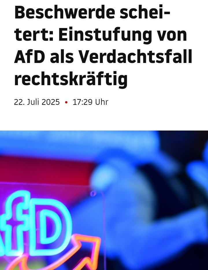 Anonymous00708's tweet image. +++BREAKING NEWS+++
AfD scheitet mit Beschwerde gegen Einstufung als "#Verdachtsfall"⬇️
stern.de/news/beschwerd…
Und sie wird auch vor dem Verwaltungsgericht in Köln scheitern,gegen ihre Einstufung als "gesichert rechtsextrem"
#Sommerinterview #Frau_Weidel
#Faschisten #Schönheit