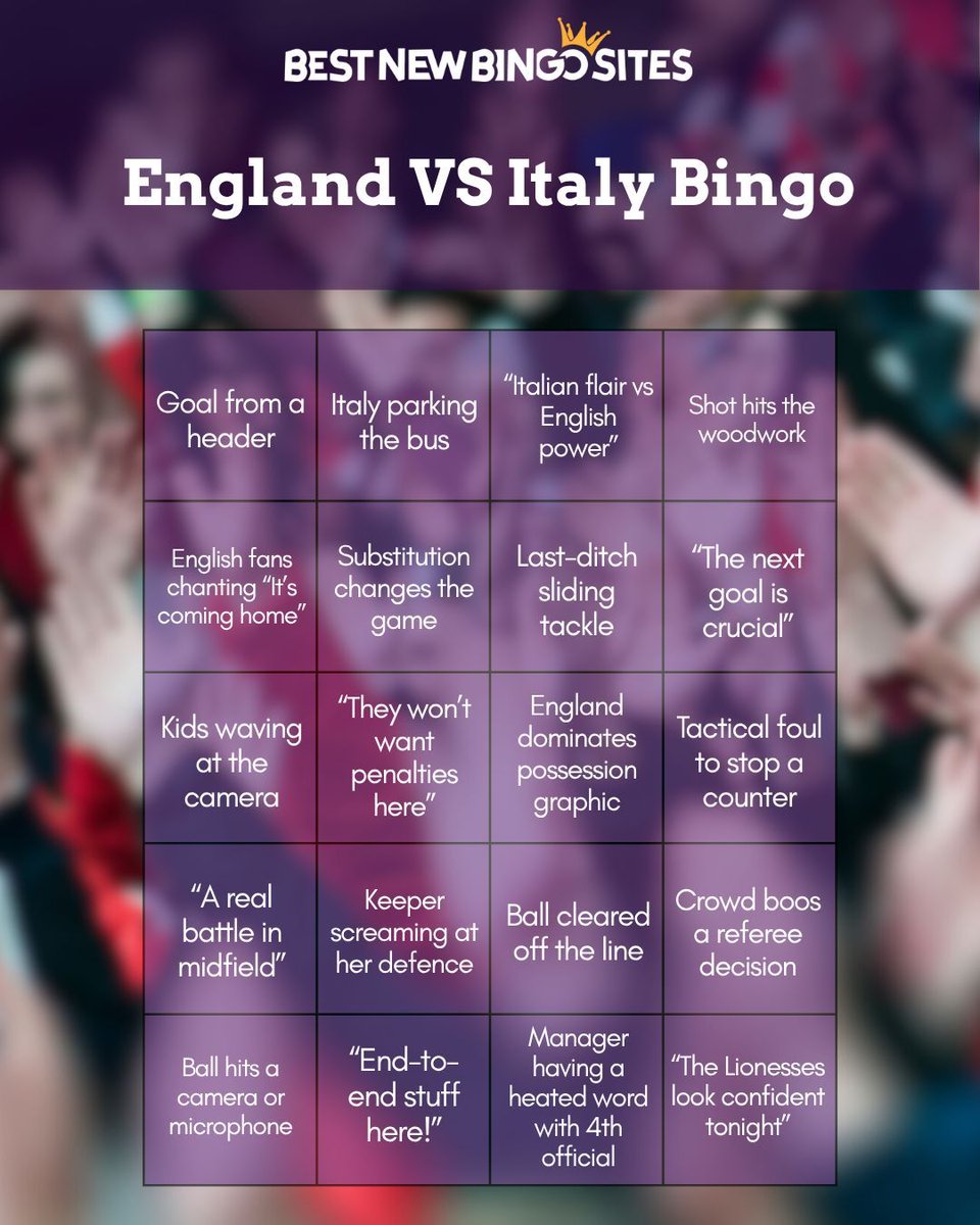 BestNewBingoS's tweet image. It's nearly time for England VS Italy, why not play some bingo while you watch? #euros2025 #engvsita