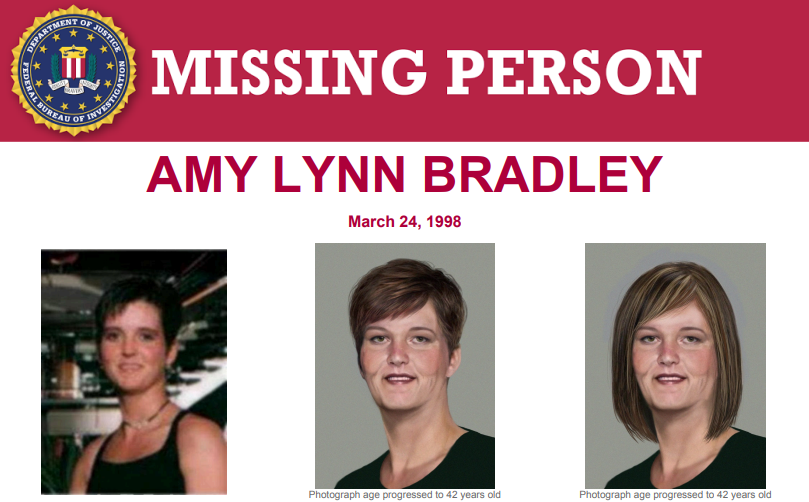 FBIWFO's tweet photo. In March 1998, Amy Lynn Bradley vanished from a cruise ship during a family vacation in the Caribbean. #FBIWFO continues to investigate her disappearance. If you have information that could lead to her recovery, call your local #FBI office or the nearest U.S. Embassy. https://t.co/hgtCe1VnS0