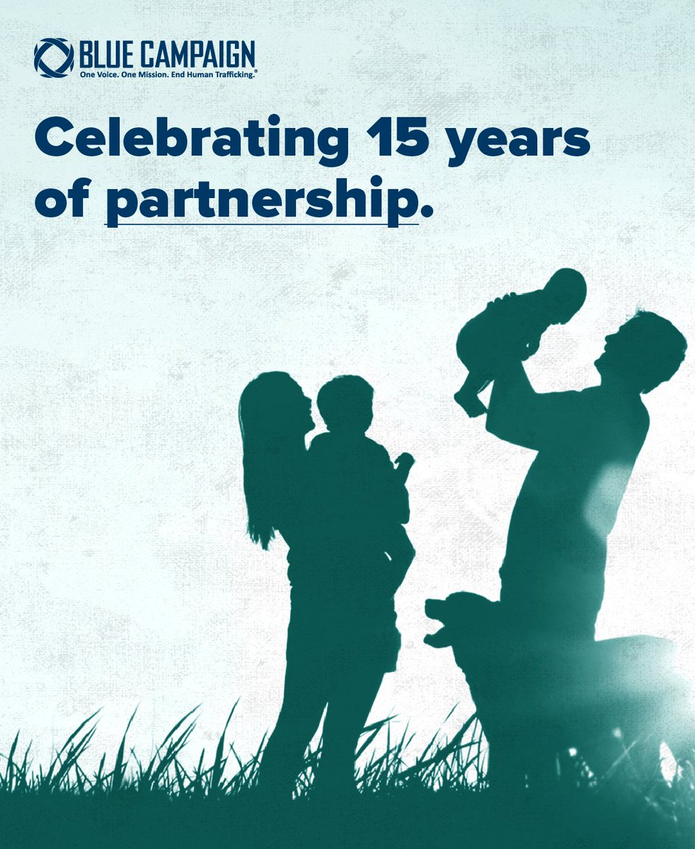 DHSBlueCampaign's tweet image. As we celebrate 15 years of Blue Campaign, we want to thank everyone who has joined us in our mission to end human trafficking.
Learn about how you can participate in the work to prevent and address trafficking: go.dhs.gov/wgU. #15AgainstTrafficking