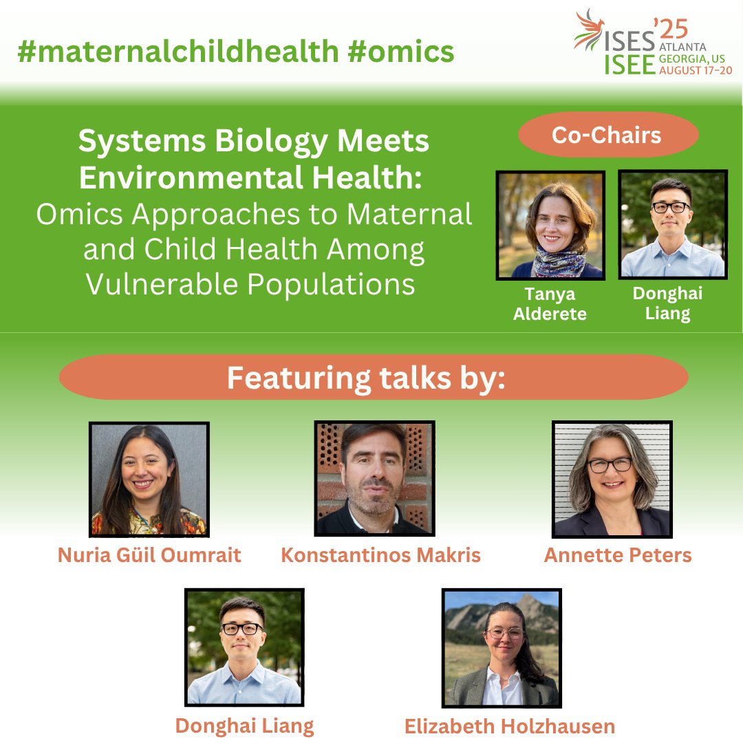 ISEE Env Epi (@isee_global) on Twitter photo 📢 Check out this exciting symposium at #ISEEISES2025 w/@Donghai_Liang and @Tanya Alderete!
🌍 We’ll explore how #omics helps uncover the impact of #environmentalexposures on maternal & child health!
#Exposome #HealthEquity @ISEE_Epi @ISESScience <a href="/EmoryUniversity/">Emory University</a> <a href="/JohnsHopkinsSPH/">Johns Hopkins Bloomberg School of Public Health</a> 📢 Check out this exciting symposium at #ISEEISES2025 w/@Donghai_Liang and @Tanya Alderete!
🌍 We’ll explore how #omics helps uncover the impact of #environmentalexposures on maternal & child health!
#Exposome #HealthEquity @ISEE_Epi @ISESScience <a href="/EmoryUniversity/">Emory University</a> <a href="/JohnsHopkinsSPH/">Johns Hopkins Bloomberg School of Public Health</a>