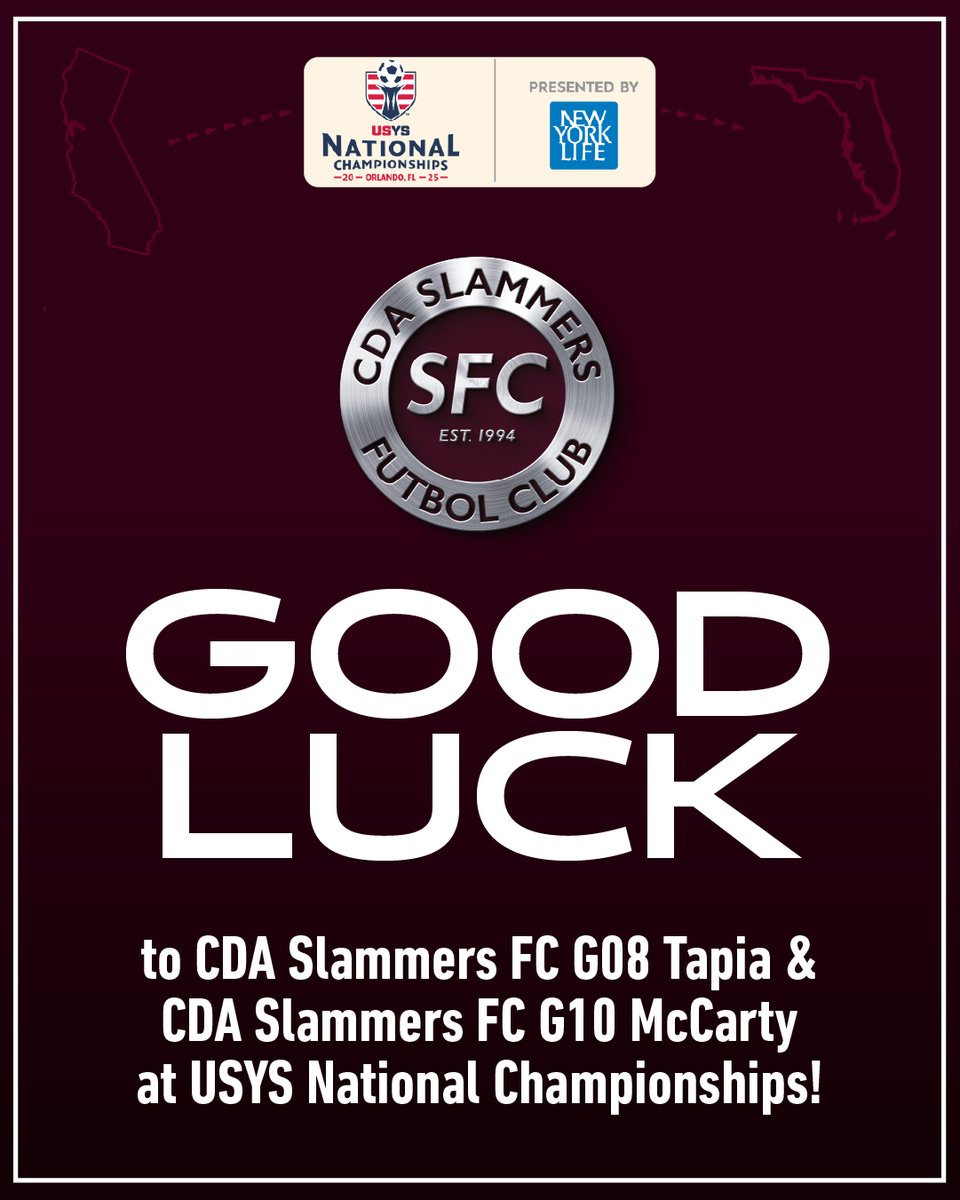 Let’s give a huge shoutout and all the good vibes to our CDA Slammers E64 G08 team coached by Alfredo Tapia AND our CDA Slammers E64 G10 team coached by Mike McCarty as they take on the USYS National Championship in Orlando, Florida this week!
#cdaslammersfc