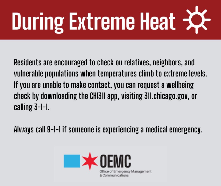 gilbert36ward's tweet image. 🥵☀️HEAT WATCH: Stay cool, 36th Ward! Chicago is under a heat watch for high temperatures this week. Drink water, be mindful of signs of heat stroke, and check in on neighbors and family. Stay up to date with Cooling Centers and weather updates with @ChicagoOEMC.