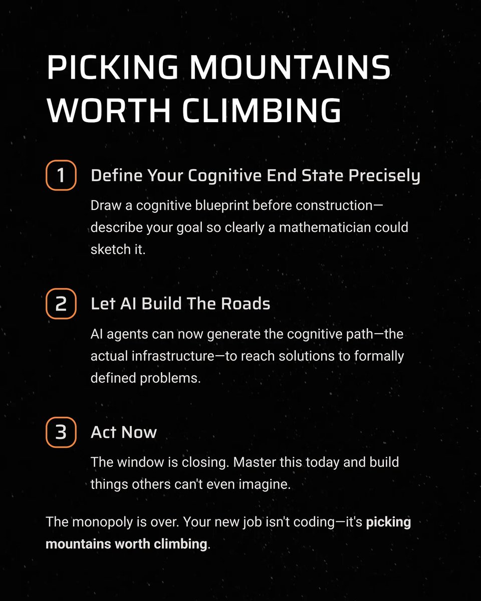 daniel_mac8's tweet image. ai agents and 'prompts' are history
think not about prompts
but about clearly defined 'cognitive destinations'
openai and google's imo gold achievements just proved what i've been seeing with @AmpCode. most of us are thinking about using ai agents all wrong
read in full 👇