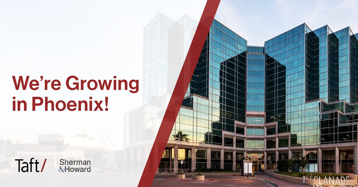 Taft’s Phoenix office is moving to a new space at Esplanade II in the Biltmore Corridor, doubling our footprint and marking a key milestone in our growth across the Valley. Thanks to Stream Realty Partners for helping bring this vision to life.

Read more: bit.ly/419s9tN