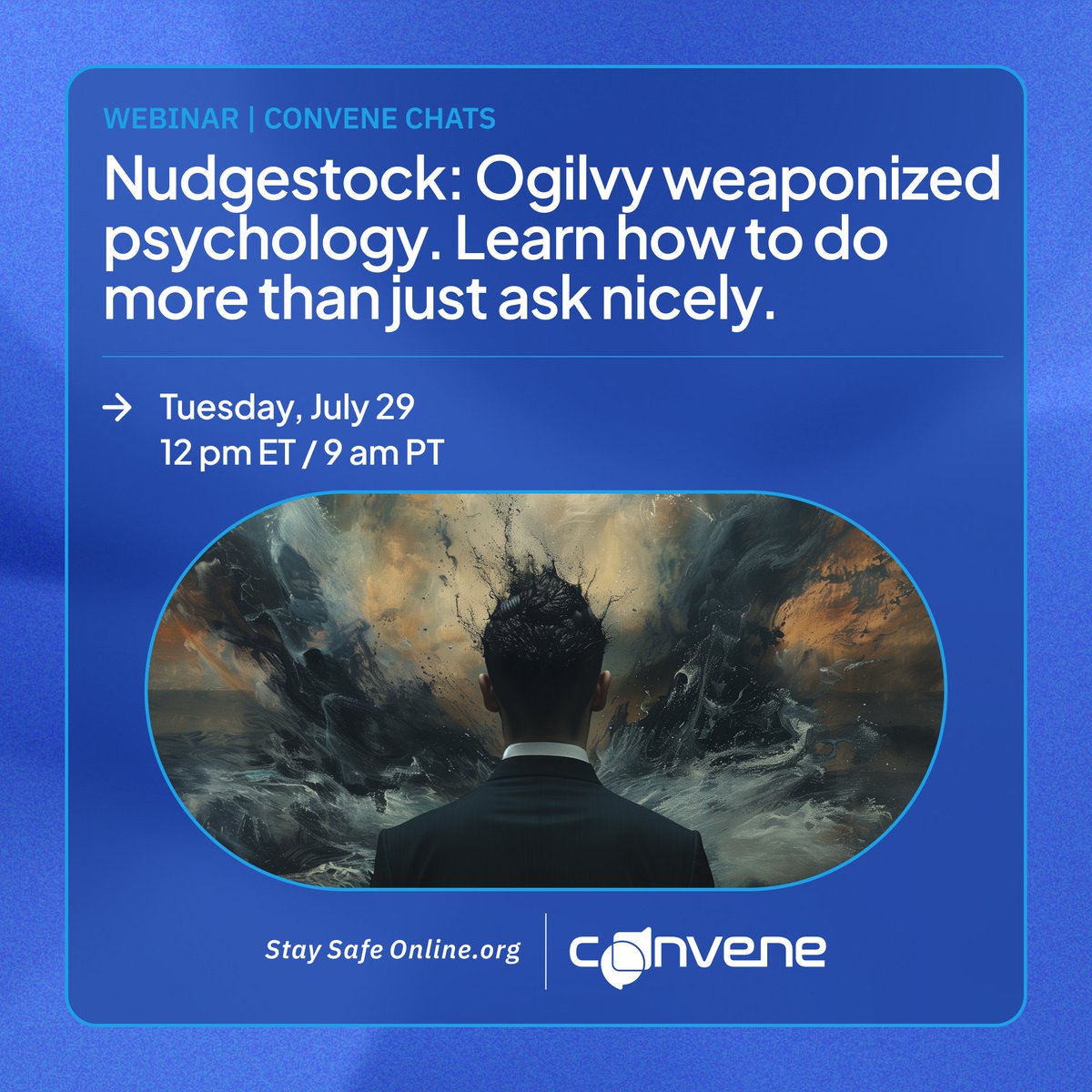 StaySafeOnline's tweet image. Join us next week as we explore how we can learn from the world of advertising when it comes to influencing human behavior in cybersecurity. Register for the webinar: hubs.la/Q03x6Yzd0