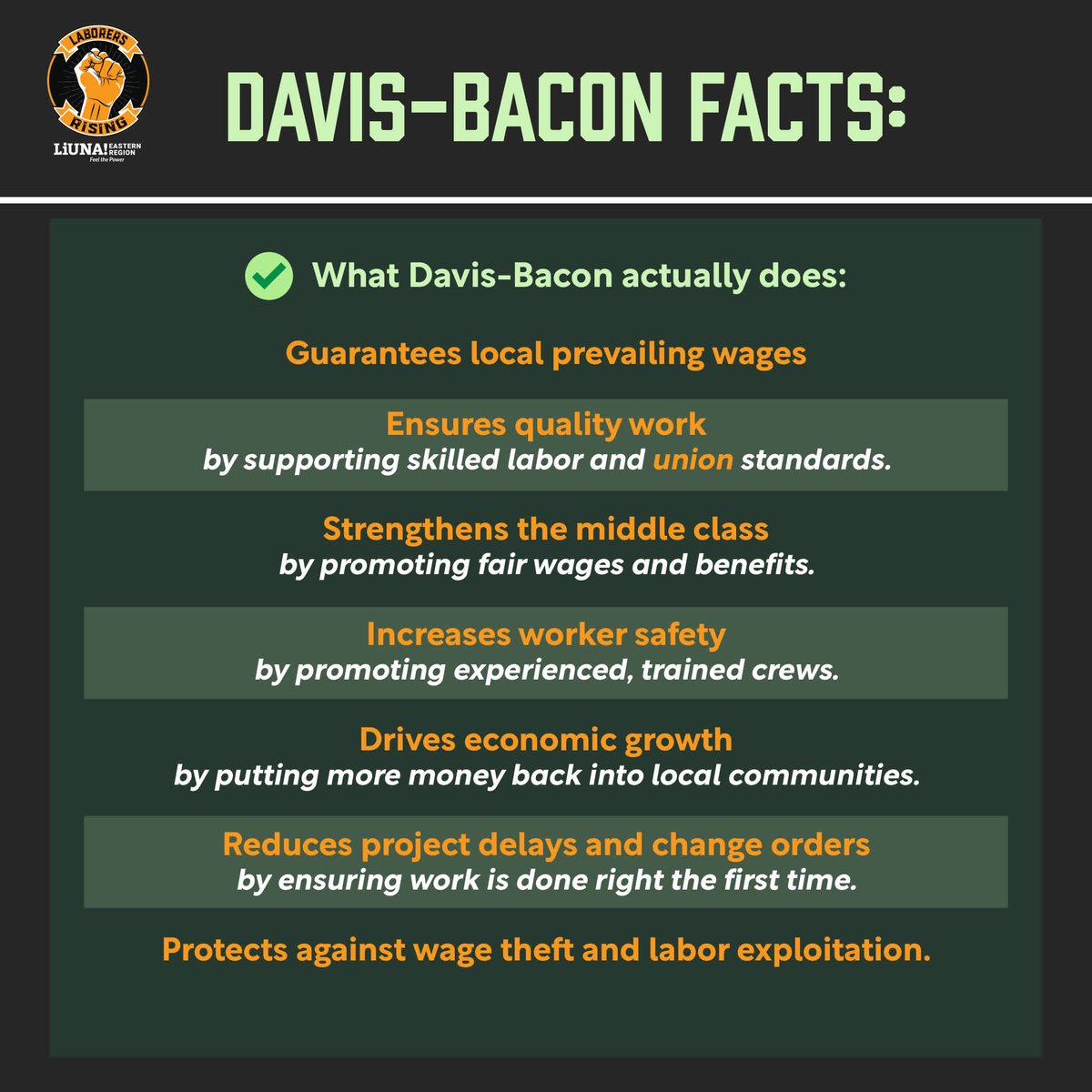 local79nyc's tweet image. #DavisBacon Prevailing Wage protects ALL #workers against exploitation.
But @LIUNA's opponents want to see Davis-Bacon abolished & are busy muddying the waters w/fiction.
DON'T BE FOOLED!
➡️ Click through to get the facts on Davis-Bacon (& learn what opponents are saying).