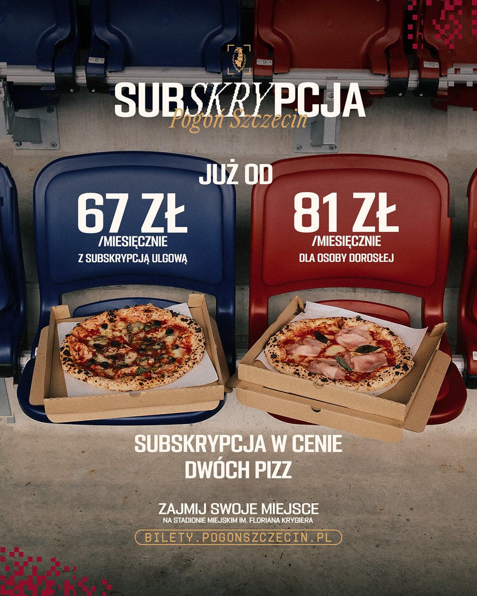 Picka na mieście? Spoko, lubię. Miesięczny dostęp do meczów Portowców w cenie pizzy dla dwojga? Brzmi równie pięknie 😋

Nasz nowy produkt to przyjemna oferta, aby zadbać o domowy budżet i cieszyć się ze stałego miejsca na stadionie.

🎟️ Dołącz do grona subskrybentów!: