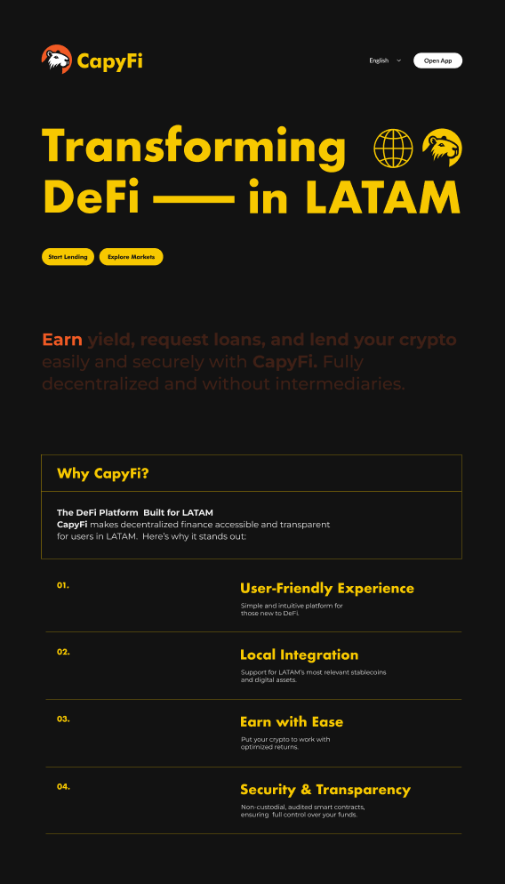 CapyFi_Protocol's tweet photo. ¿Ya viste nuestra nueva landing? 👀
 Explorá cómo CapyFi te permite ganar rendimientos, pedir préstamos y controlar tus fondos de forma simple y segura.
 Sin intermediarios, sin vueltas.
👉 https://t.co/ERK2V6bww7
#DeFi #CryptoLATAM #CapyFi https://t.co/cmEij6T3M7