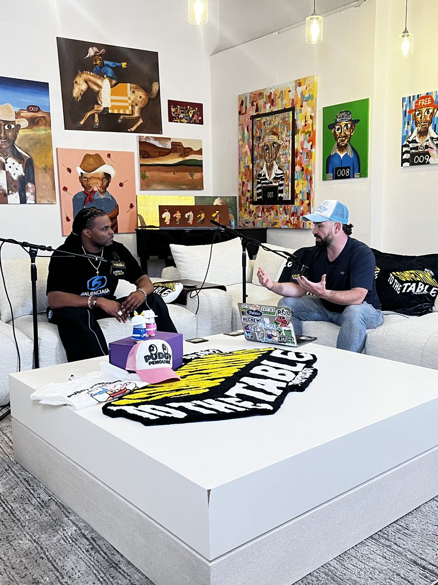PudgyPartners's tweet photo. Had an awesome time recording the new @OrganizedWealth podcast "BRING SOMETHING TO THE TABLE" with my friend Traffic Lee.  You know I brought some awesome @pudgypenguins partner merch. https://t.co/pTqfhngtUd
