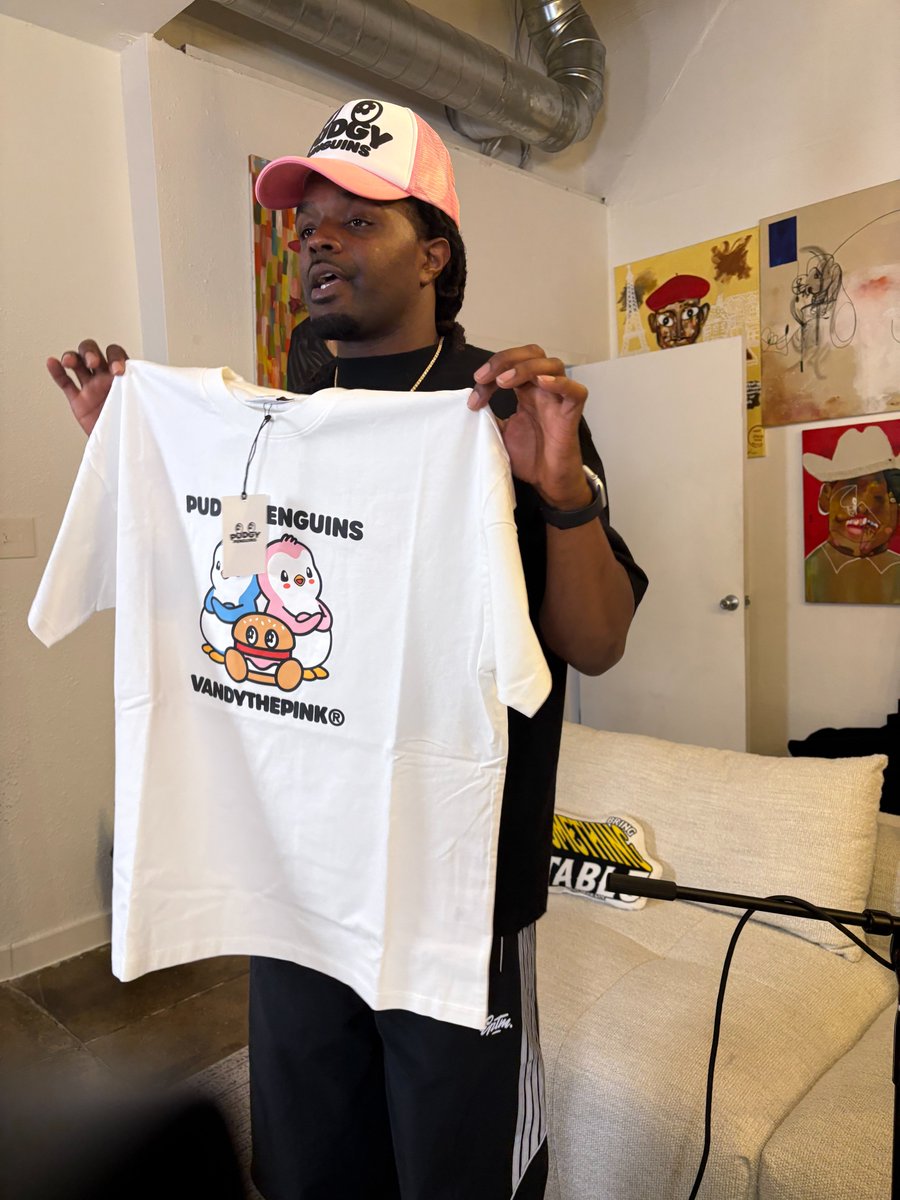 PudgyPartners's tweet photo. Had an awesome time recording the new @OrganizedWealth podcast "BRING SOMETHING TO THE TABLE" with my friend Traffic Lee.  You know I brought some awesome @pudgypenguins partner merch. https://t.co/pTqfhngtUd