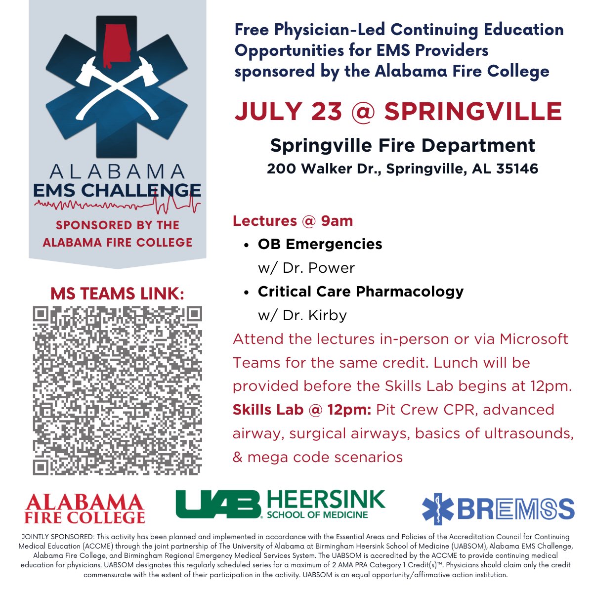 Will Ferguson M.D. (@emsdocferg) on Twitter photo In Springville tomorrow ... talking OB with PGY 2 Dr Power and some critical care pharm with our EMS Fellow Dr Kirby ...
<a href="/UABEMResidents/">UAB Emergency Medicine Residency Program</a> <a href="/EmsUab/">UAB_EMS</a> <a href="/ALFireCollege/">Alabama Fire College</a> <a href="/emresidents/">emresidents</a> <a href="/ALFireChiefs/">Alabama Fire Chiefs</a> <a href="/bhamfirerescue/">Birmingham Fire & Rescue Service (BFRS)</a> <a href="/NAEMT_/">Nat'l Assoc of EMTs</a> In Springville tomorrow ... talking OB with PGY 2 Dr Power and some critical care pharm with our EMS Fellow Dr Kirby ...
<a href="/UABEMResidents/">UAB Emergency Medicine Residency Program</a> <a href="/EmsUab/">UAB_EMS</a> <a href="/ALFireCollege/">Alabama Fire College</a> <a href="/emresidents/">emresidents</a> <a href="/ALFireChiefs/">Alabama Fire Chiefs</a> <a href="/bhamfirerescue/">Birmingham Fire & Rescue Service (BFRS)</a> <a href="/NAEMT_/">Nat'l Assoc of EMTs</a>