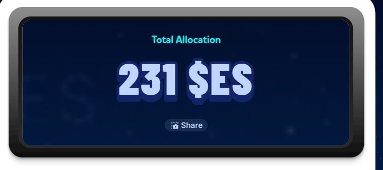 I tapped turbo tap, but when the checker came out, it turned out that i was not eligible. That week, i saw in the news feed the $ES drop was also distributed to backpack wallet users. I decided to check again and was surprised! 😁