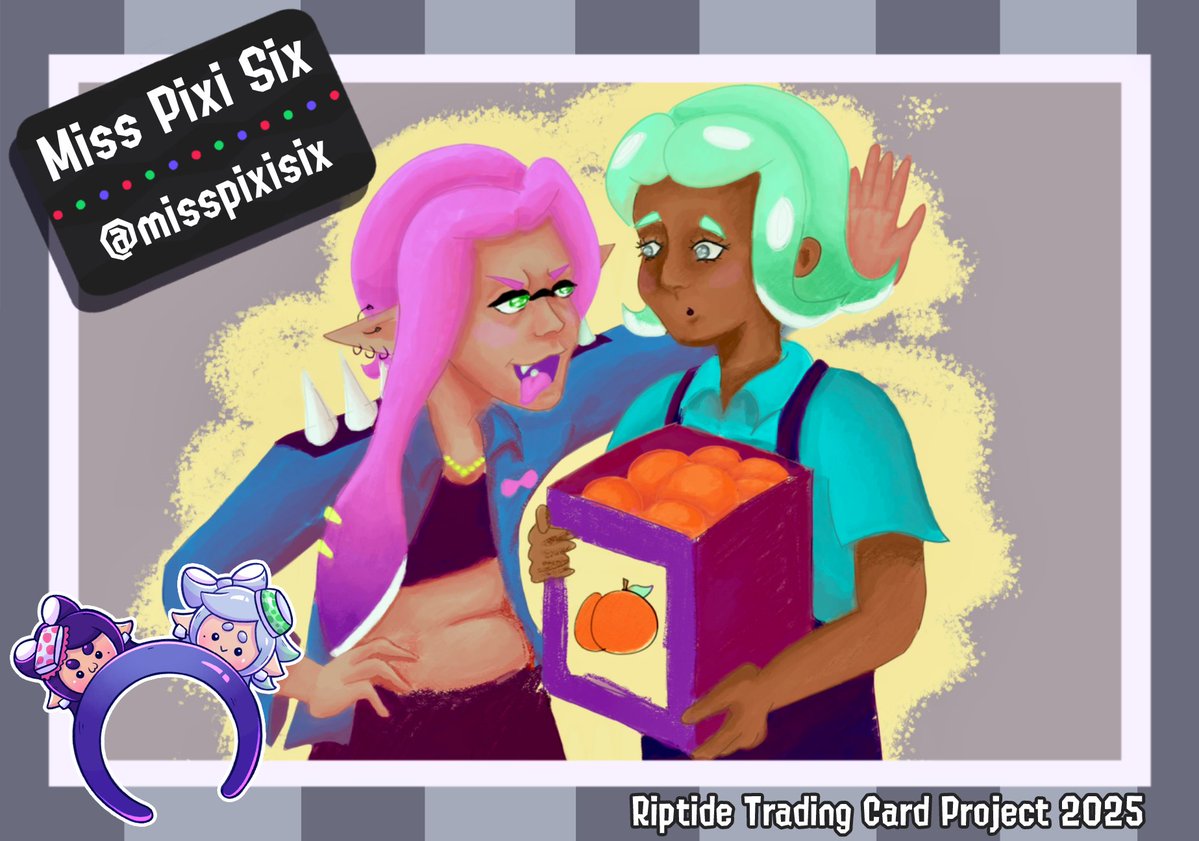 splatLANart's tweet image. Today, we have Miss Pixi Six!
"My favorite thing about Riptide is seeing all my online friends in real life!! It's like going to summer camp with all the cool people!"
Going to a LAN is a one-of-a-kind experience! It'll be the same once you get her card at Riptide! π©·