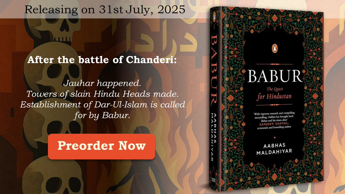 Aabhas24's tweet image. While we untangle @ncert’s new take on the Timurids — a dynasty we mistakenly enshrined as “Mughals” — Babur’s own words rise from the dust: the empire he carved was to be a Dar-ul-Islam.
Even today, its legacy flickers across our living rooms, dressed in the language of nightly…