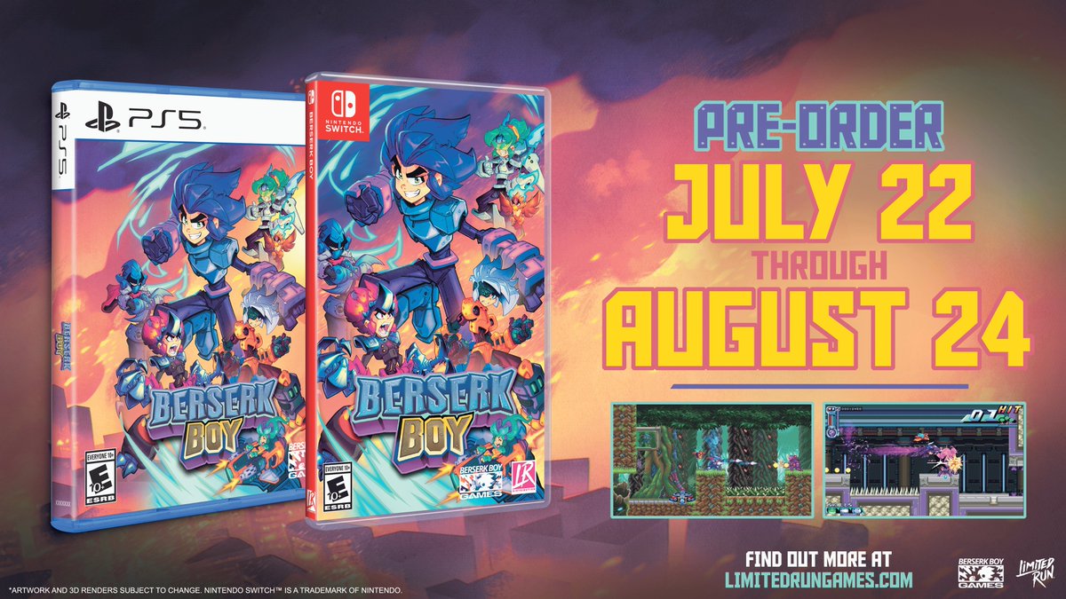 Nintendeal's tweet image. Berserk Boy (Switch / PS5) limited physical releases are up for pre-order at LRG: bit.ly/4o6aOMs