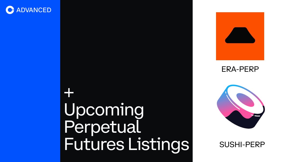 coinbasetraders's tweet image. Coinbase Advanced is adding support for $ERA
@Calderaxyz and $SUSHI @SushiSwap perpetual futures.
The opening of ERA-PERP and SUSHI-PERP markets will begin on or after 9:30 am UTC 24 JULY 2025.