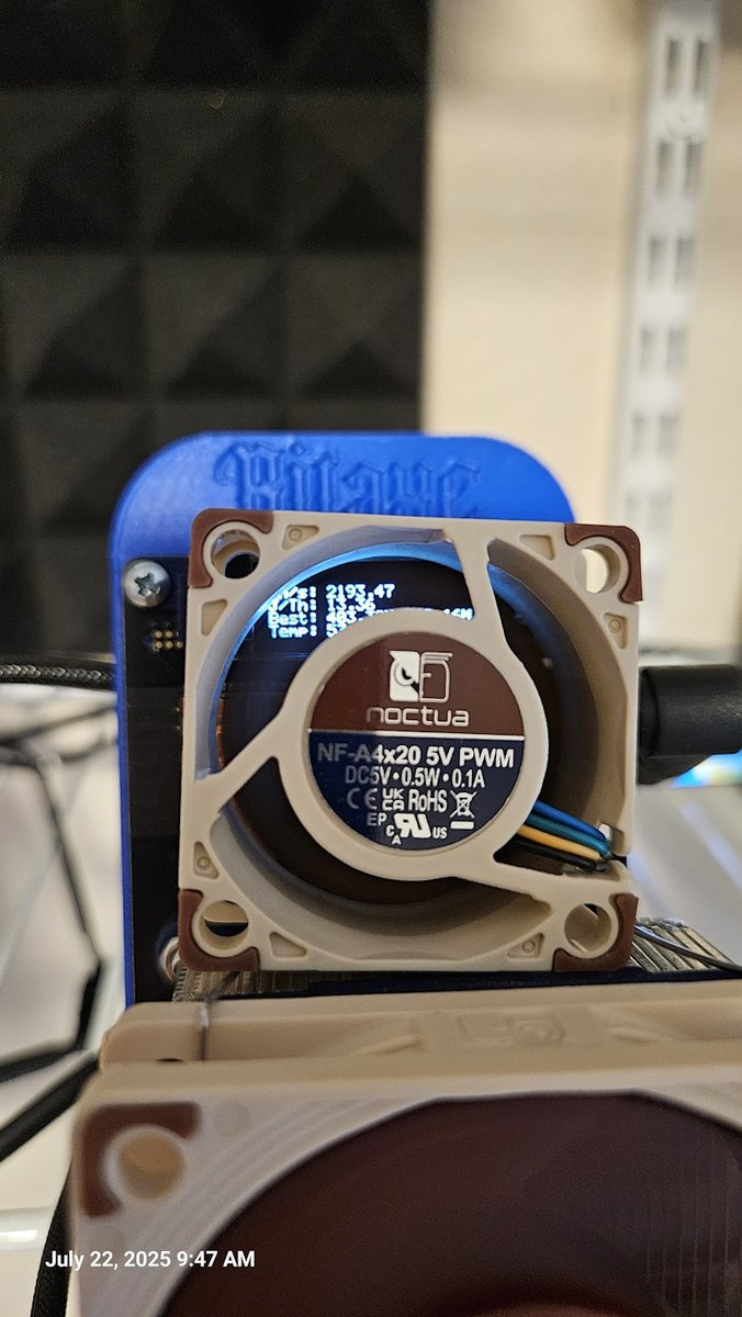 monktoshi's tweet image. here is how to double the hash rate for your bitaxe supra and/or gamma
supra from 0.6 to 1.1 Th/s
gamma from 1.2 to 2.2 Th/s
- change thermal paste
- add copper heat sinks to hot spots on pcb
- bigger heat sink on asic chip
- 2 noctua fans on front; 1 on rear
one day holders…