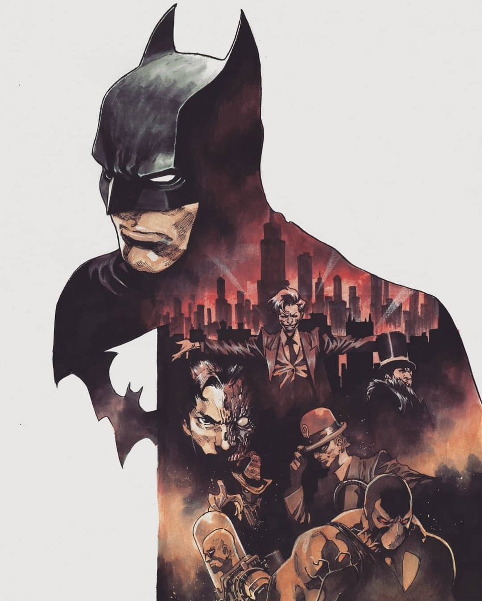 AngelaBarnes75's tweet image. More art I really love by Dike Ruan.
Bruce, Gotham and some of the most iconic Batman's villains 🦇
I know I'm biased, but I genuinely believe that this imagery is still unmatched in superhero comics