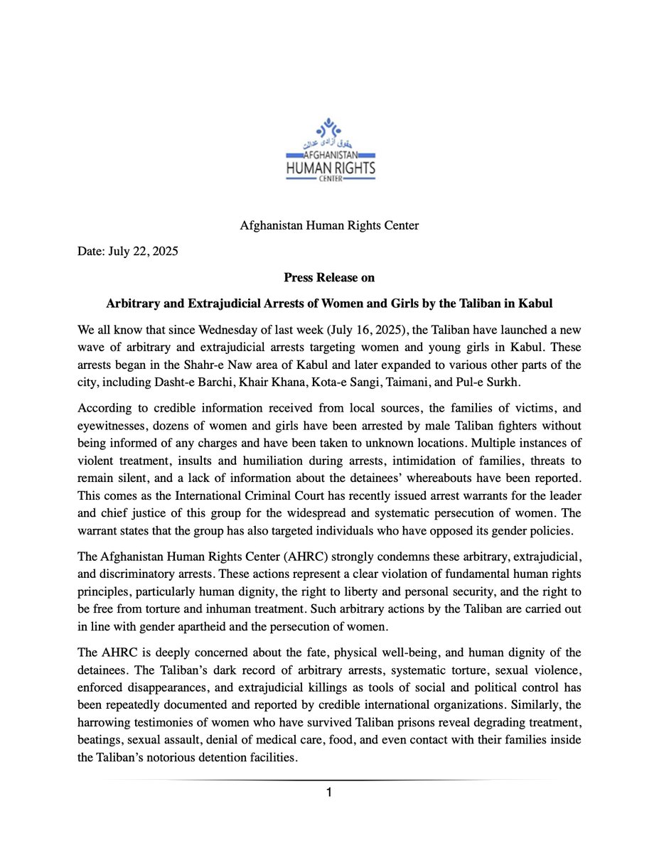 Afghanistan Human Rights Center tweet media