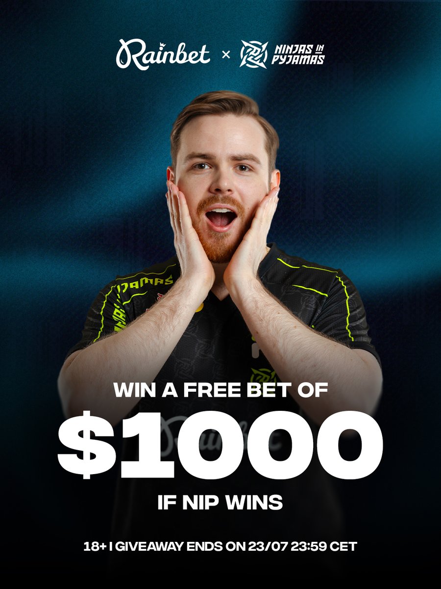 Ninjas In Pyjamas (@nip) on Twitter photo IEM Cologne is here and we’re kicking things off with a $1000 giveaway with <a href="/rainbetcom/">Rainbet.com</a>! 🔥
💰 If we secure our first victory against Heroic, a $1000 free bet could be yours!
To enter:
✅ Like this post
✅ Follow <a href="/rainbetcom/">Rainbet.com</a>
✅ Tag 2 friends
Ends on 23/07 23:59 CEST. Good IEM Cologne is here and we’re kicking things off with a $1000 giveaway with <a href="/rainbetcom/">Rainbet.com</a>! 🔥
💰 If we secure our first victory against Heroic, a $1000 free bet could be yours!
To enter:
✅ Like this post
✅ Follow <a href="/rainbetcom/">Rainbet.com</a>
✅ Tag 2 friends
Ends on 23/07 23:59 CEST. Good