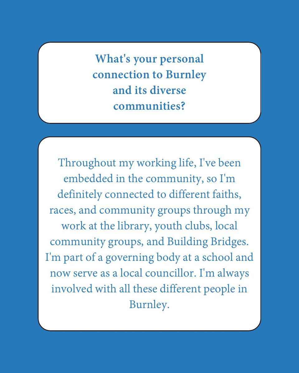 B_B_Burnley's tweet image. Meet Chris Sollis, Trustee & Secretary at Building Bridges Burnley
Chris plays a key role in our interfaith school work — from Faith Friends to leading interfaith weeks. Her passion for bringing people together shines through everything she does ✨
#MeetTheTeam