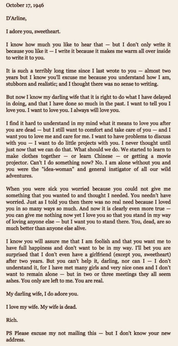 shahelkhan_'s tweet image. Richard Feynman was one of the greatest thinkers of the 20th century in Quantum Mechanics. Yet the human condition remains profound.
Here is a letter he wrote to his wife.