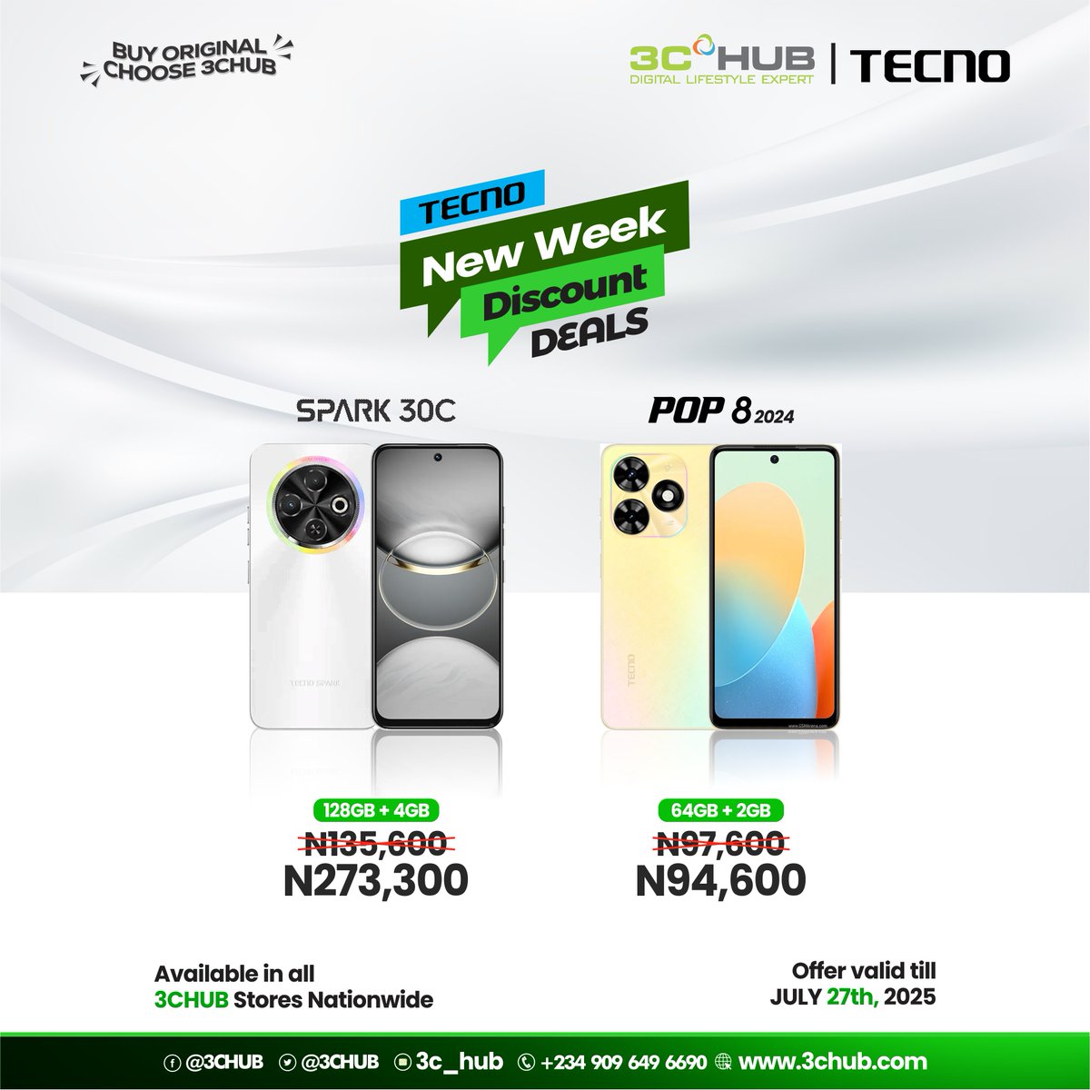 Hot from Tecno &amp; Infinix this week → jaw-dropping discounts waiting for YOU!

📲 Slide through &amp; pick your fave — which one catches your eye?

#3CHUB #NewWeekDeals #SmartphonesOnSale