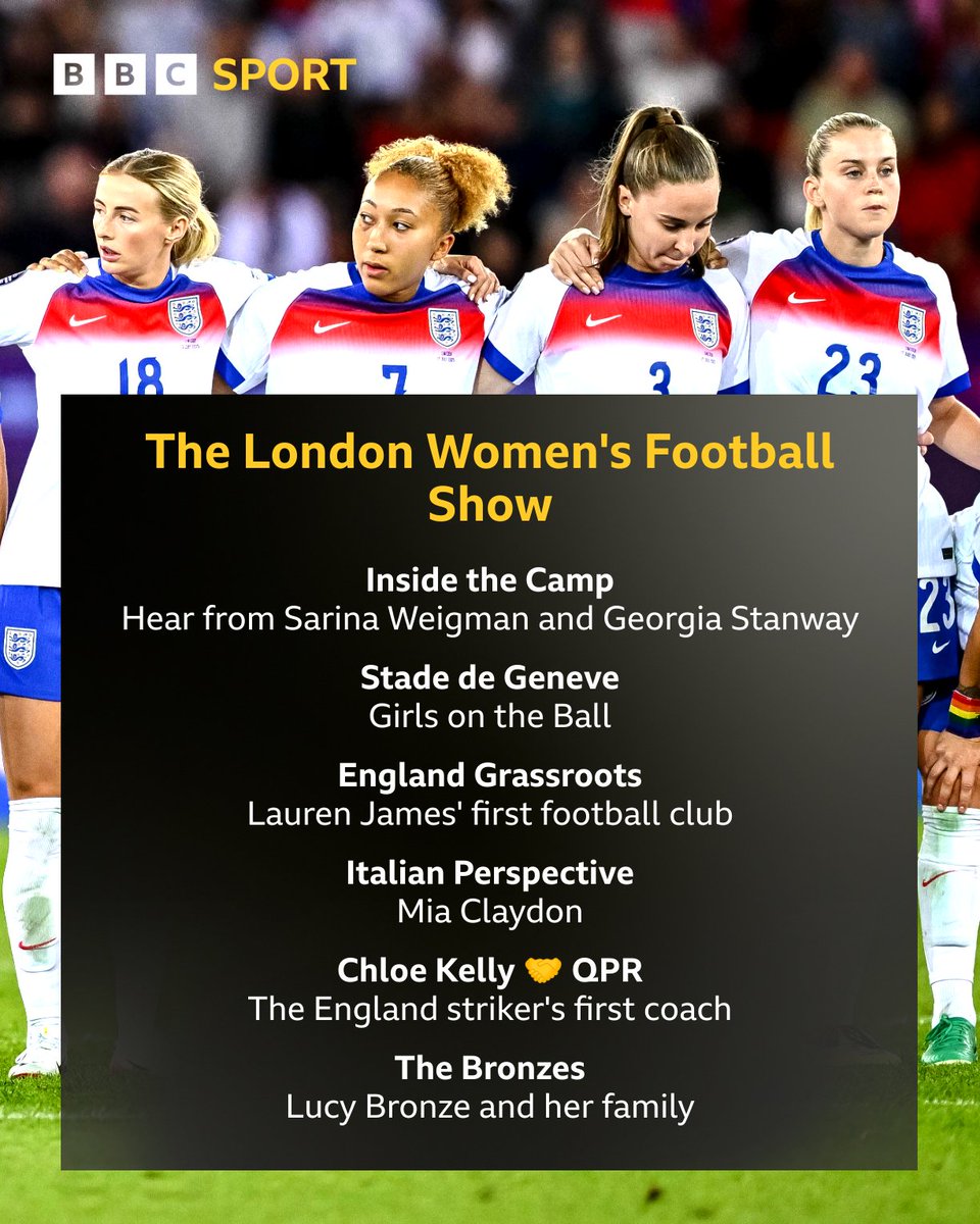 BBCLondonSport's tweet image. 🚨 England face Italy in the Women's Euros Semi-Final tonight ⭐️⚽️
👉 We have all the build-up on @BBCRadioLondon from 6PM tonight ⬇️📻
#BBCFootball #WEURO2025
