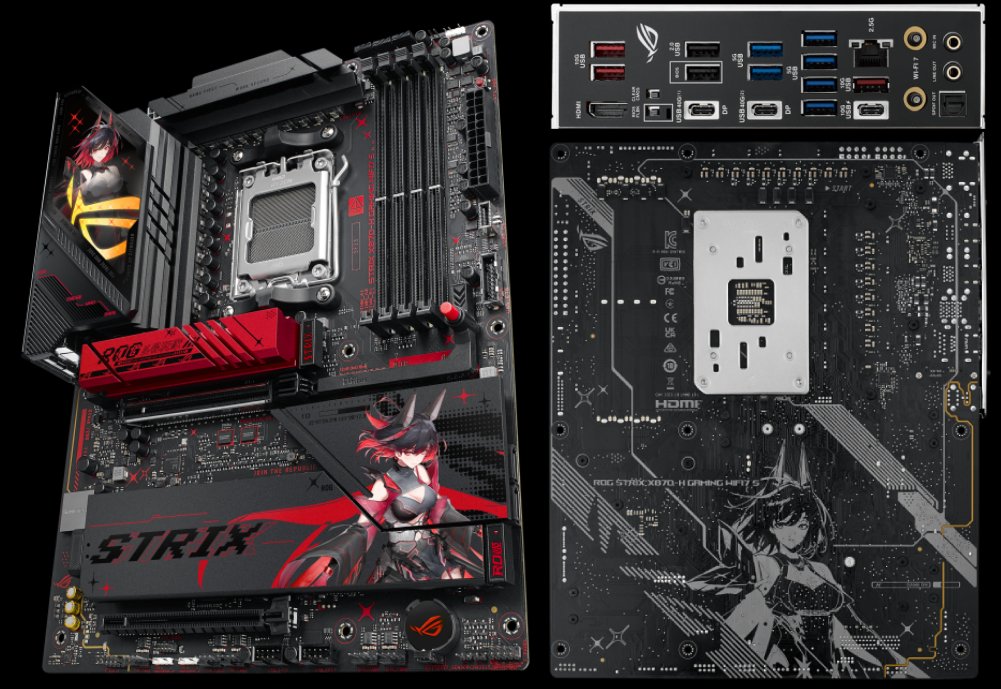 Newegg's tweet image. A beauty just launched from @ASUS_ROGNA. This ASUS ROG STRIX X870-H (hero) Gaming WiFi 7 motherboard. Will satisfy all your IO and waifu needs.