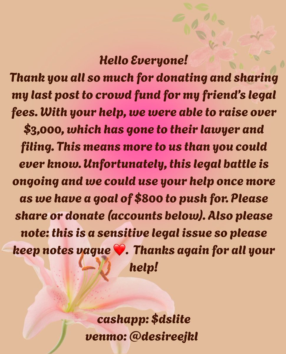 nocchiom's tweet image. hi!! my close friend is in need of $800 for their legal fees. it would mean the world to us if you could please boost this tweet and help out with donations (any amount is greatly appreciated). thank you so much ✨💛✨💛✨💛✨💛✨