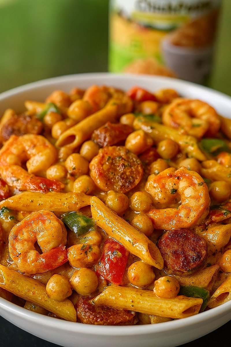 goodefoodsfam's tweet image. When you add chickpeas to shrimp & sausage pasta… it hits DIFFERENT. 🍤🌶️✨
Don’t say I never put you on 💯
Save this for Sunday dinner.
📝 RECIPE
• 1 lb penne pasta
• 1 lb shrimp (peeled & deveined)
• 2 smoked sausages, sliced
• ½ can Goode Foods Chickpeas
• ½ red bell…