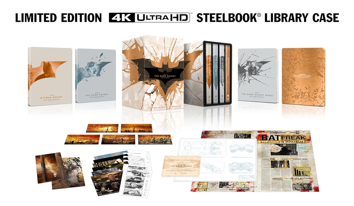 thehdroom's tweet image. Christopher Nolan's The Dark Knight Trilogy - Amazon Exclusive 4K UHD + Blu-ray + Digital Steelbooks pre-order is up:
amzn.to/46WKz4F #ad