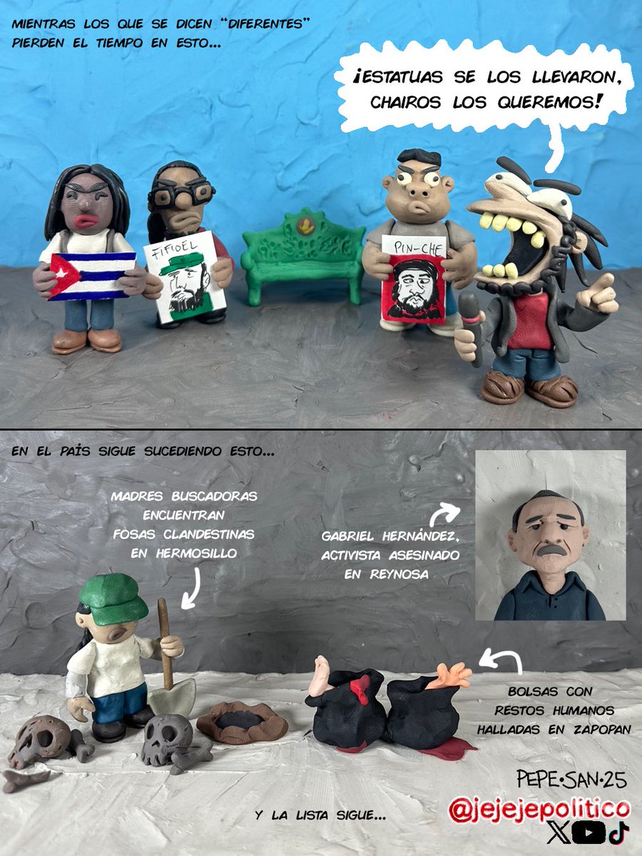 jejejepolitico's tweet image. Mientras el discurso se enreda entre estatuas, gritos y nostalgia por dictadores ajenos…
el país sigue desenterrando su tragedia a pico y pala.
Pero claro, lo importante es… ¿dónde están las estatuas de Fidel y el Che?
Por @PepeSanMonero
#jejejepolitico