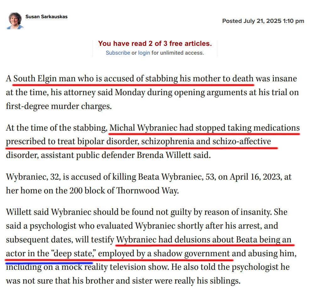 ichudov's tweet image. A sad story...
Many are concerned about the "deep state."
Please do not take these concerns too far, and be kind to your relatives.
Also, if you have a relative taking the below-mentioned medications, remind them to take them daily.
