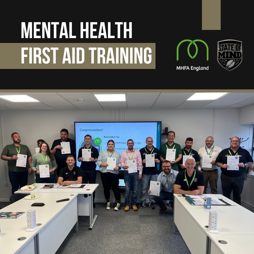 State of Mind (@stateofmindsprt) on Twitter photo 💚 Prioritise your workforce, like the fantastic people at <a href="/MWH_Treatment/">MWH Treatment</a>, with our <a href="/MHFAEngland/">MHFA England®</a> First Aid course.
Train your employees as Mental Health First Aiders to help support their colleagues' mental wellbeing in the workplace 👏
Get in touch: cstu.io/45dfc8 💚 Prioritise your workforce, like the fantastic people at <a href="/MWH_Treatment/">MWH Treatment</a>, with our <a href="/MHFAEngland/">MHFA England®</a> First Aid course.
Train your employees as Mental Health First Aiders to help support their colleagues' mental wellbeing in the workplace 👏
Get in touch: cstu.io/45dfc8
