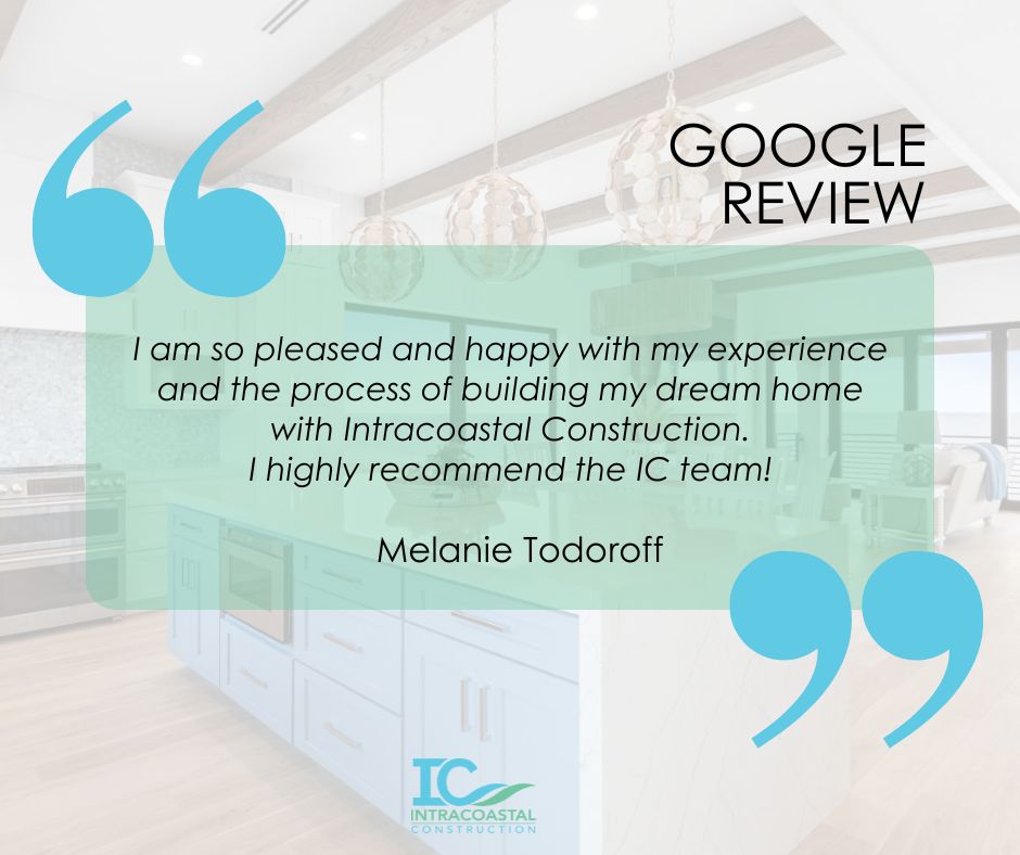 We're so grateful for this wonderful 5-star Google review from Jeanne! 📷 Thank you for choosing Intracoastal Construction for your custom home! Let's bring your vision to life with the craftsmanship and attention to detail that earns reviews like this. 📷📷 (386) 597-2638