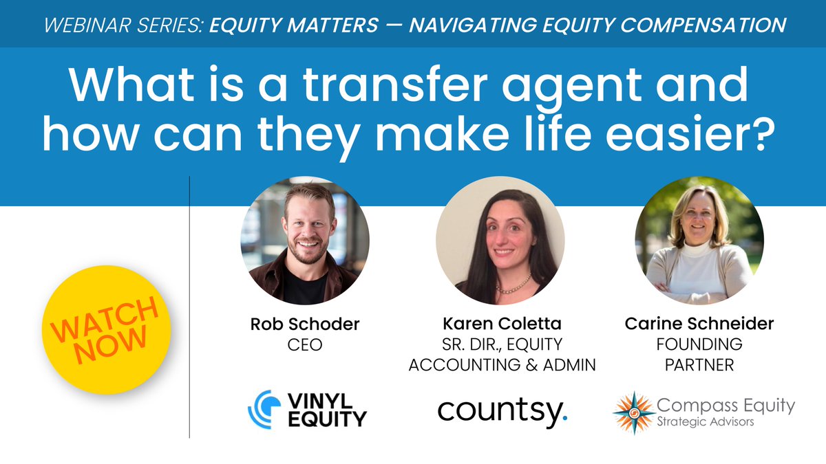 Manual transfer agent processes slowing you down? Reclaim time, cut surprise fees &amp; automate equity admin. Hear top tips on DWAC fees, medallion sigs, SEC/DTCC regs &amp; AI from Vinyl Equity’s Rob Schoder Jr. &amp; Countsy’s Karen Coletta. 👉 lnkd.in/gHDfiNGv #EquityAdmin