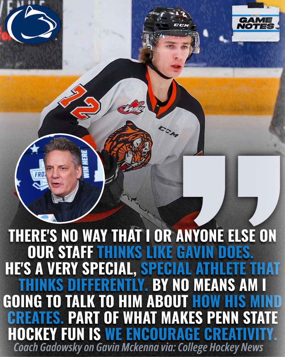 GameNotesBud's tweet image. Coach Gadowsky on Gavin McKenna’s next-level creativity 🧠
@PennStateMHKY just became must-watch TV. 🍿
