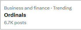 0xZerone's tweet image. BREAKING: Ordinals are trending