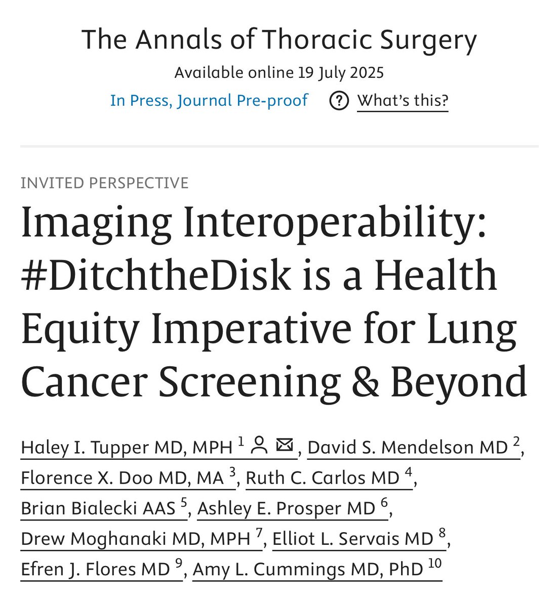 ElliotServaisMD's tweet image. #DitchtheDisk
Important editorial in @annalsthorsurg highlighting the imperative for imaging interoperability