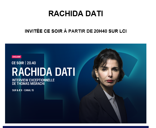 Adschwyter's tweet image. 📺⚖️La ministre de la Culture Rachida Dati, renvoyée en correctionnelle pour l'affaire Renault, s'expliquera sur le sujet ce soir sur LCI à 20h40.