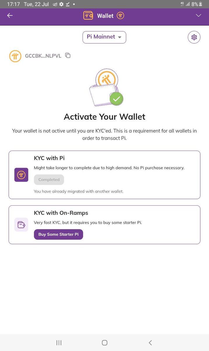 slikpappi's tweet photo. @PiCoreTeam please how do I get this resolved my wallet is not active...my previous wallet was hacked and I created another wallet and after completing KYC am stuck here https://t.co/KfSfnVQJBa