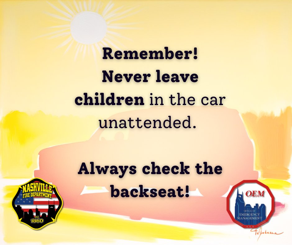 🚨 Heat Reminder 🚨
Temperatures inside a parked car rise FAST.
🌡️ +10-20°F in just 10 min
🌡️ +1°F every minute after 30 min
🌡️ 109°F inside after 20 min on an 80°F day
🌡️ 118°F in just 40 min
Never leave kids, pets, or anyone inside a parked car — even for a few minutes!