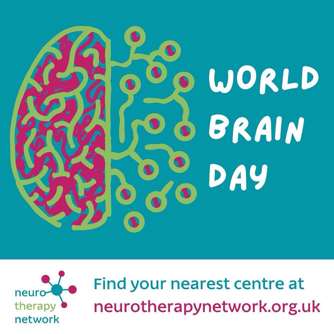 Today is #WorldBrainDay. Neurological conditions affect the brain, spinal cord and nerves. They can affect anyone at any age. One in six people in the UK lives with a neurological condition. Our network of therapy centres can help. Visit neurotherapynetwork.org.uk to find a centre.
