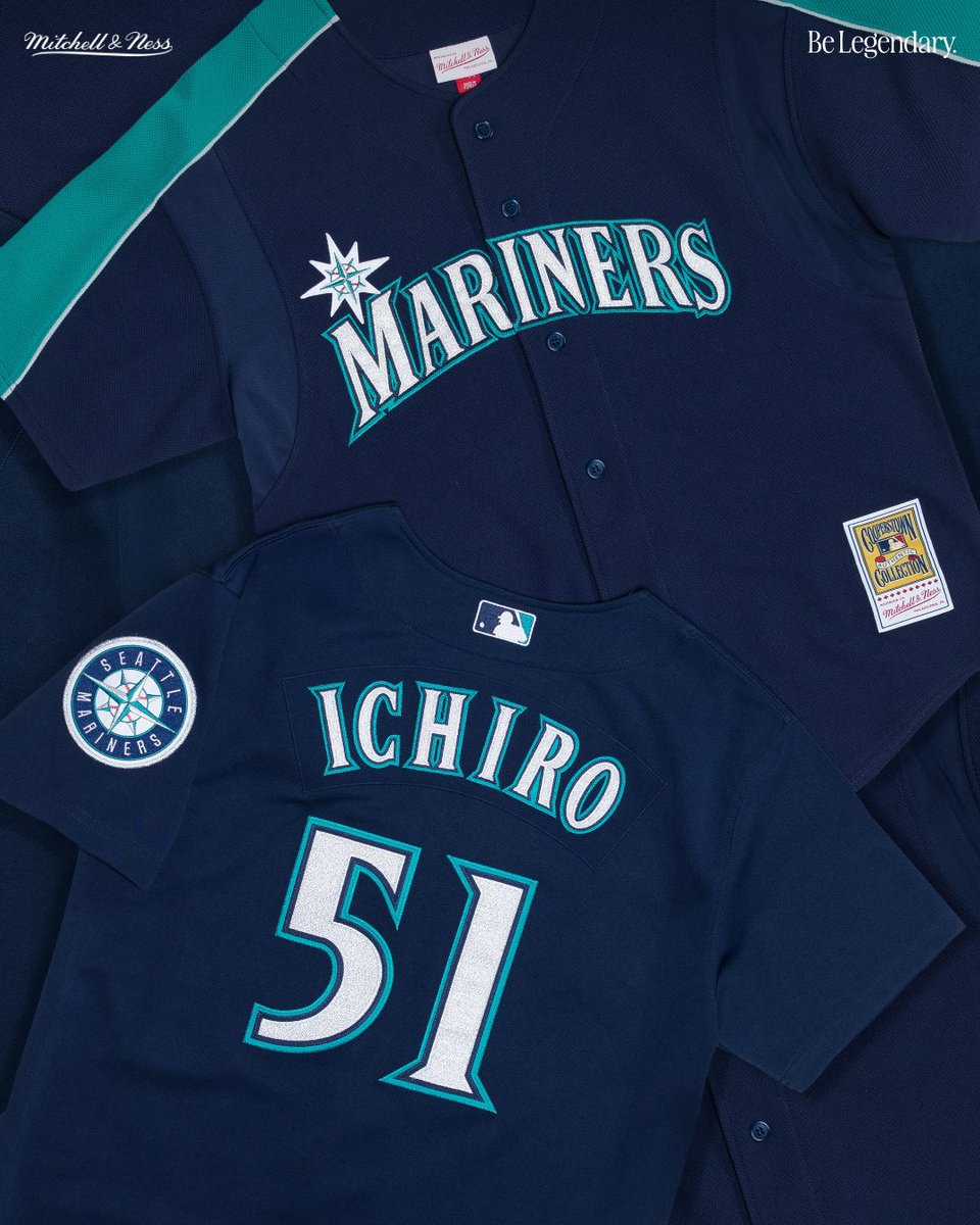 mitchell_ness's tweet image. A Pioneer’s Legacy Enshrined.
In honor of Ichiro Suzuki’s induction into the National Baseball Hall of Fame, Mitchell &amp; Ness proudly presents two timeless tributes: the 2004 Seattle Mariners Vintage Jersey, and the 2006 Seattle Mariners BP Jersey.
Celebrate the career of one of…